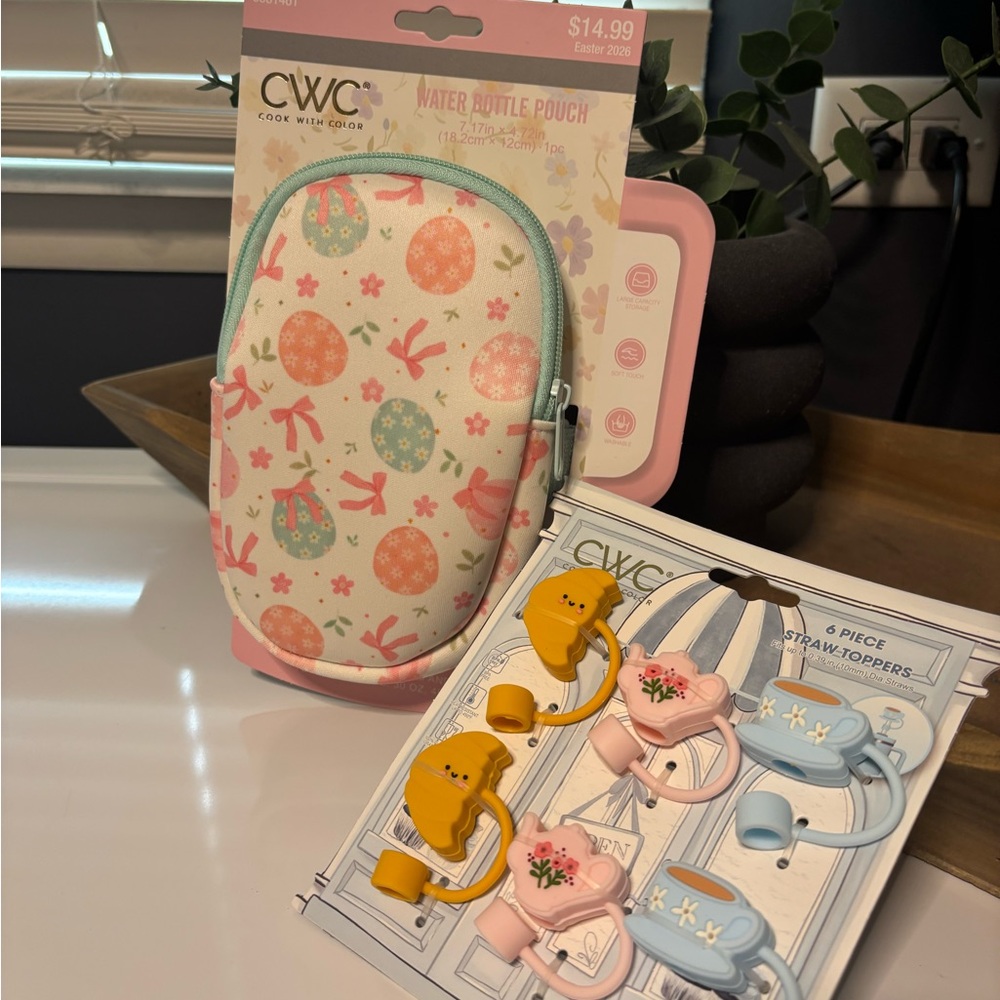 Water Bottle Pouch - Pink Floral Easter Print